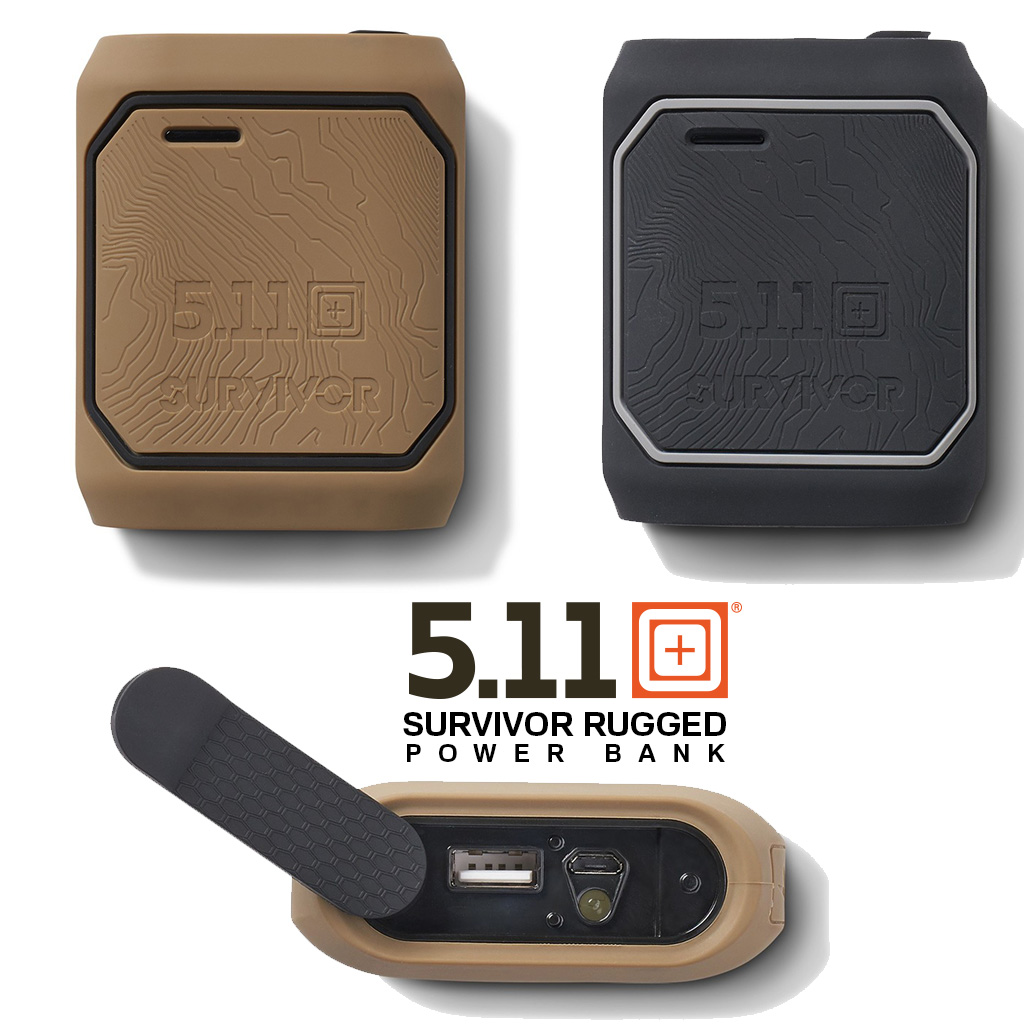 5.11 Tactical Power Bank five full charges of iPhone, Galaxy, Android phones and full charge of iPad and tablets.