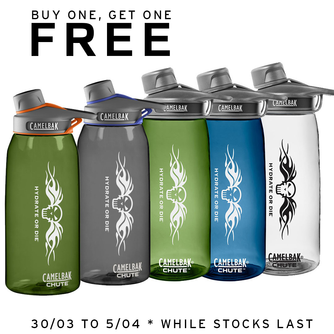 Camelbak Chute HOD 1L water bottle special. Buy one get one free.