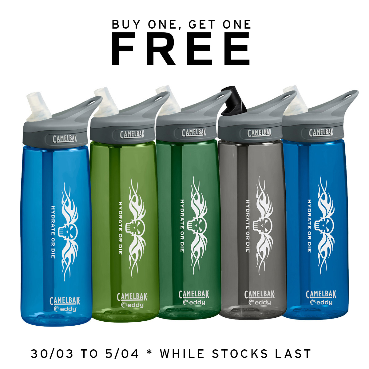 Camelbak Eddy HOD water bottle special. Buy one get one free.