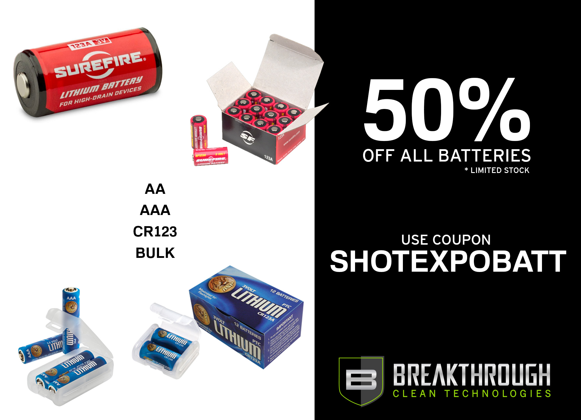 Batteries special CR123 aa aaa special sale less half off