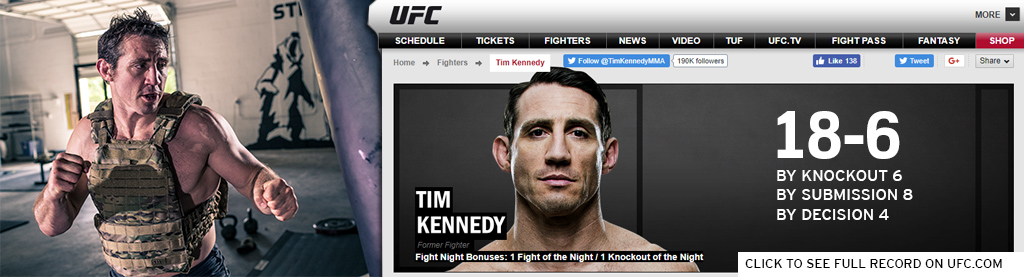 Tim Kennedy MMA fight record. 18 - 6.
