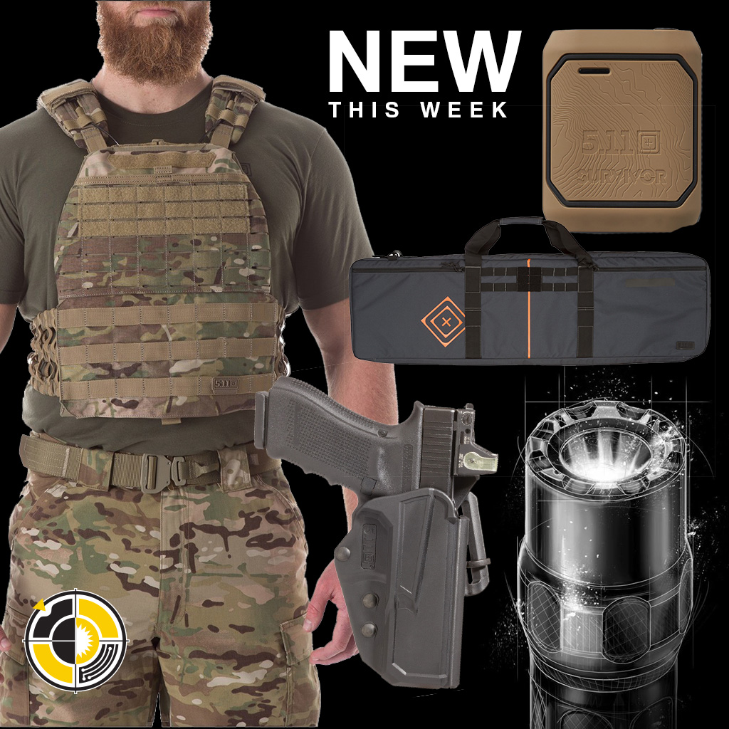 New items arrived this week covering training, multicam, power bank, flashlight, 5.11 Tactical, Surefire, holster, gun bag